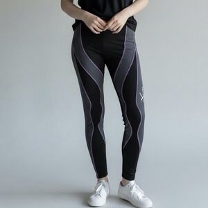 CWX Black Gray Purple Compression Leggings Athletic Training Small